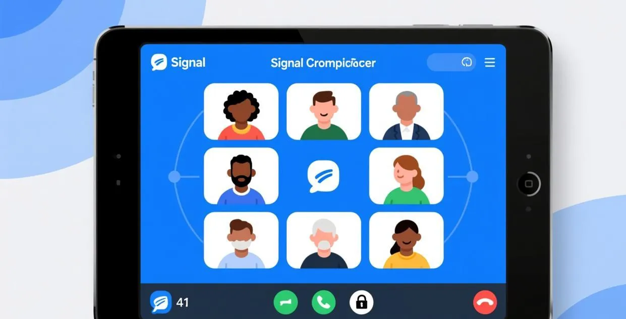 Signal群组视频通话多人界面展示——加密群组通话参与者布局